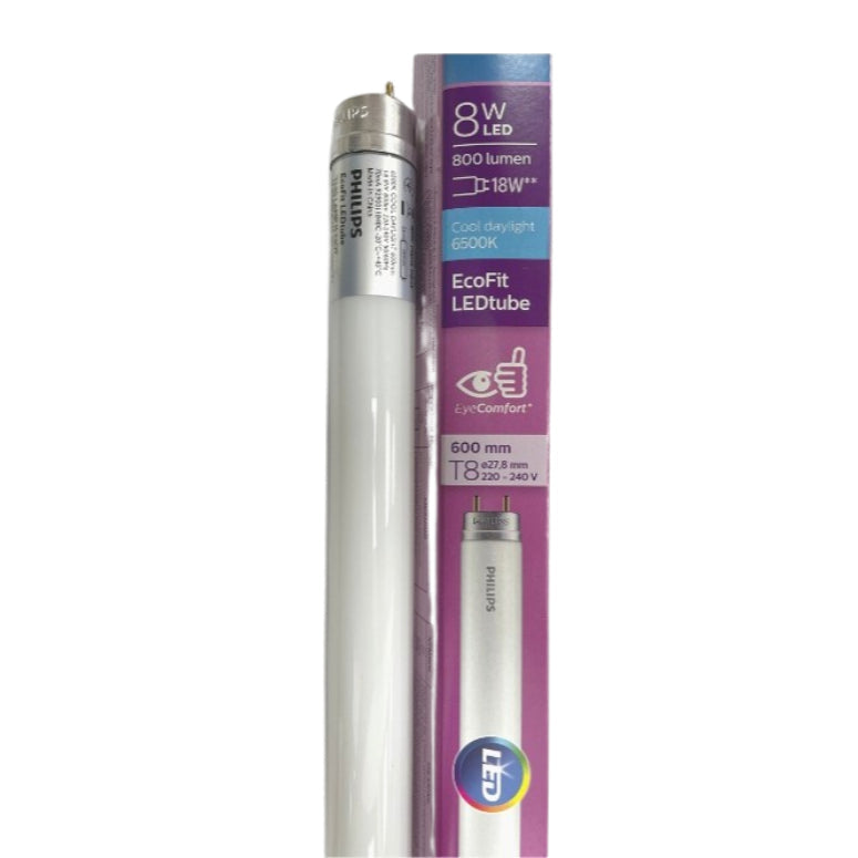 Philips T8 LED EcoFit light tube / 2ft (8W) / 4ft (16W)Cool Daylight / Cool White ❌ No Led Starter