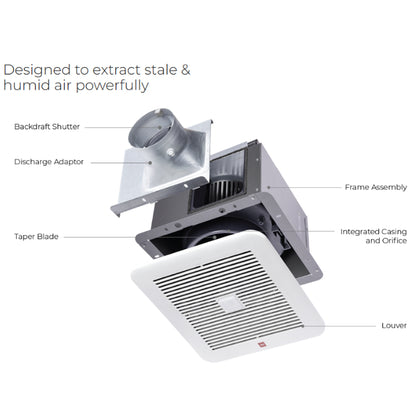 KDK Ceiling Mount Ventilating Fan with Motion Sensor and Timer (24CURA / CURB) / (24CHRA / CHRB)
