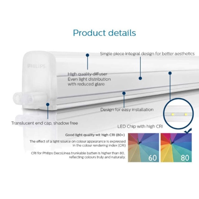 Philips Trunkable Linea LED Batten Cove Light 4W-13W, 1-4ft