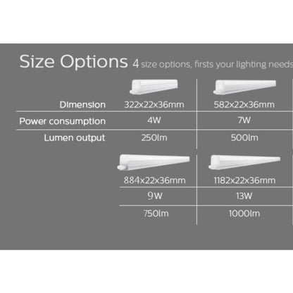 Philips Trunkable Linea LED Batten Cove Light 4W-13W, 1-4ft