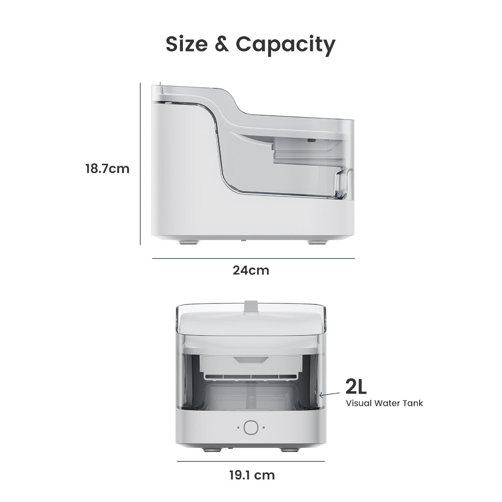 Petgugu 2L Smart Pet Water Fountain with App Integration with 8 Layer Water Filtration System