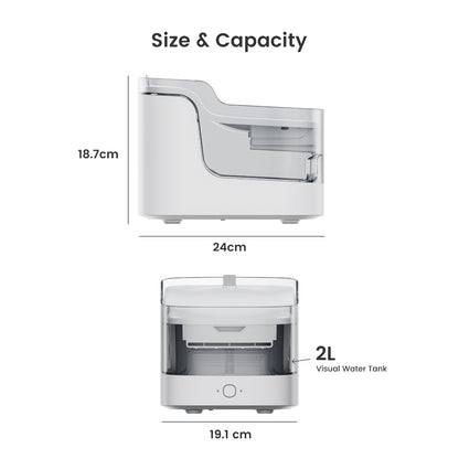 Petgugu 2L Smart Pet Water Fountain with App Integration with 8 Layer Water Filtration System