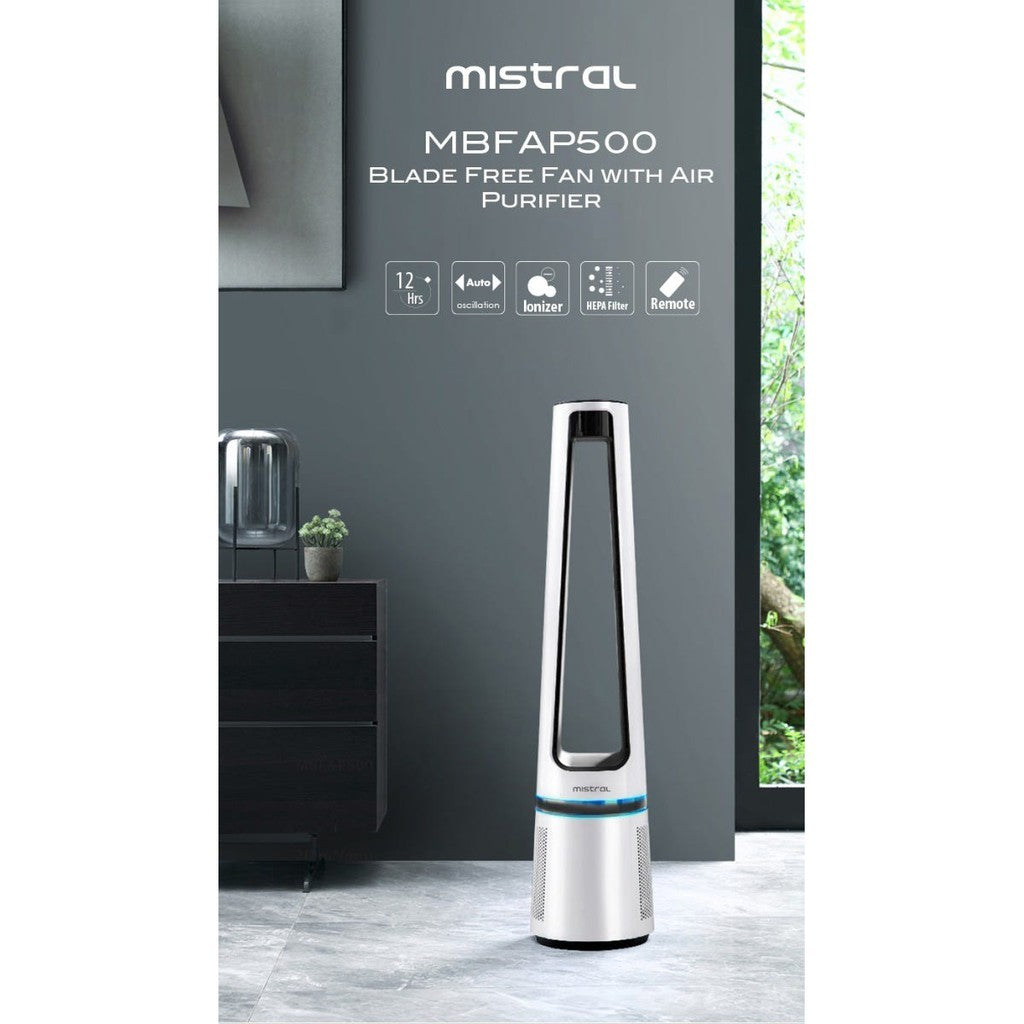 Mistral MBFAP500 (White) Blade Free Fan with Air Purifier