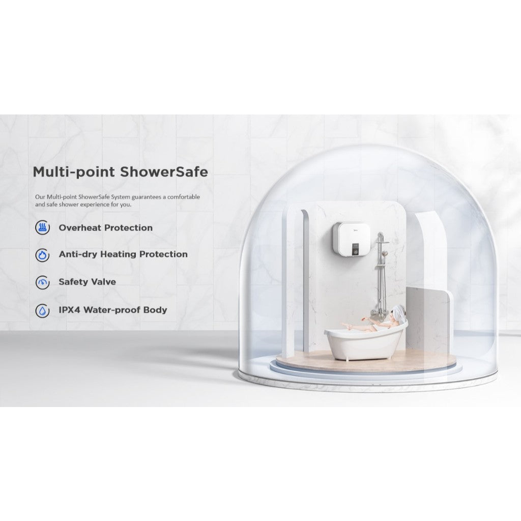 Midea 15L/ 30L Electric White Storage Heater (D15-25VI/ D30-25VI) | 1 Year Local Warranty