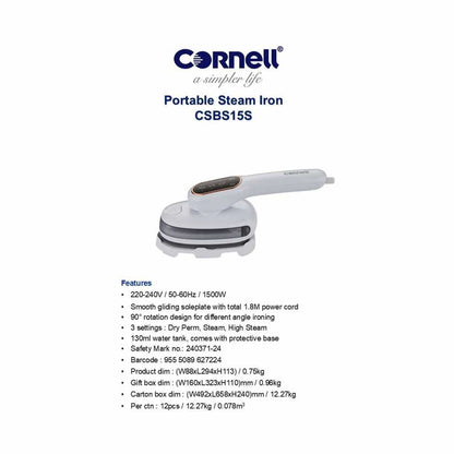 Cornell CSBS15S Portable Steam Iron 1500W