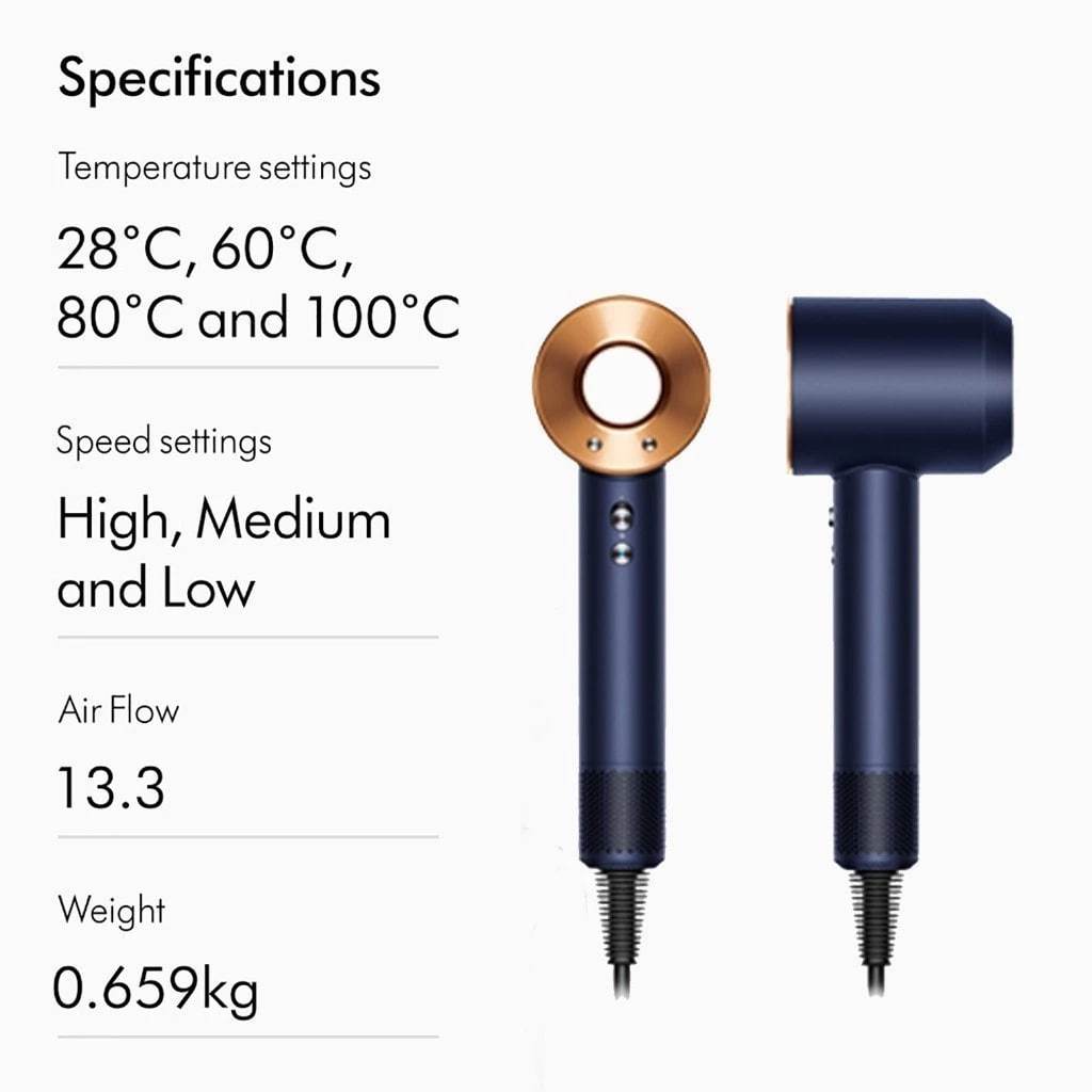 Dyson Supersonic Hair Dryer HD15 with Flyaway Smoother (4 Attachments // Nickel & Copper // 2 Years Warranty)