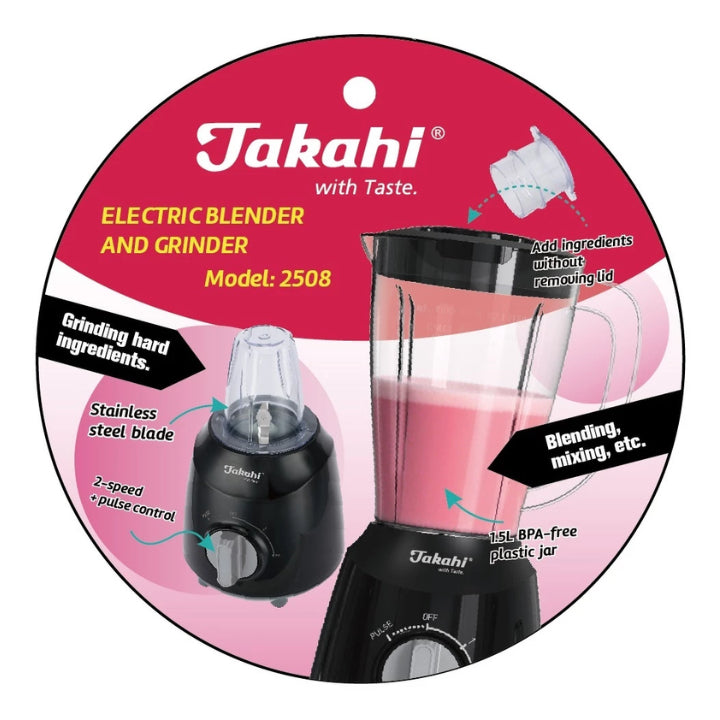 Takahi Electric Blender and Grinder 1.5L Model 2508