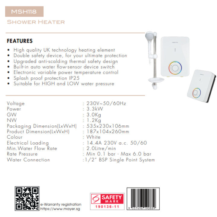 Mistral Instant Water Heater [MSH118]